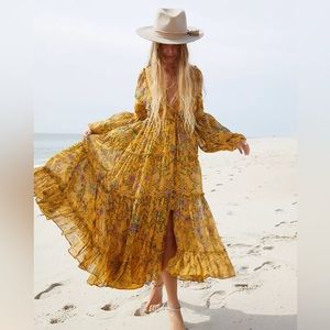 Free People Cassis Printed Chiffon Dress